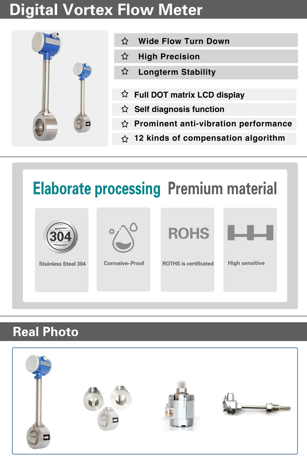 Flange Vortex Flow Meter, Steam Flow Meter